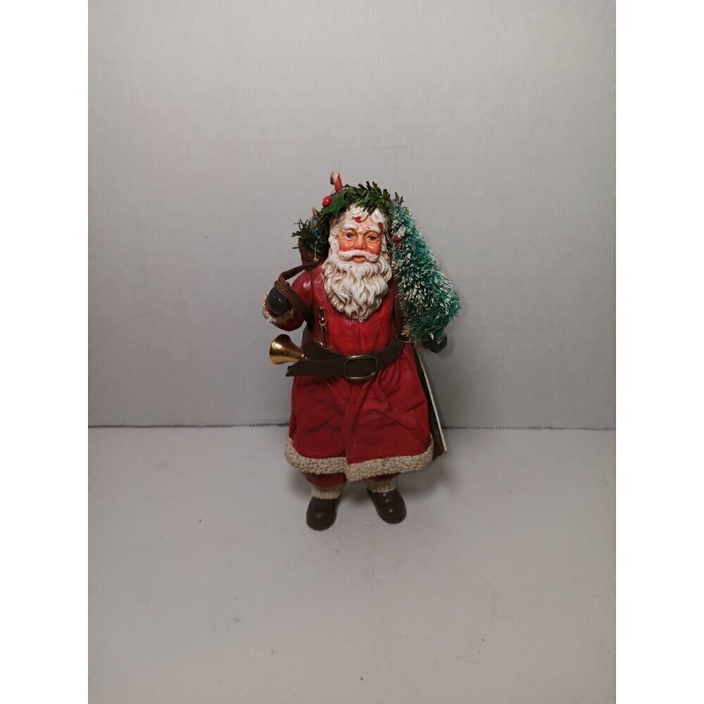 Vtg Clothtique Santa Claus Figure Bottle Brush Tree Gifts Possible Dream 1991
